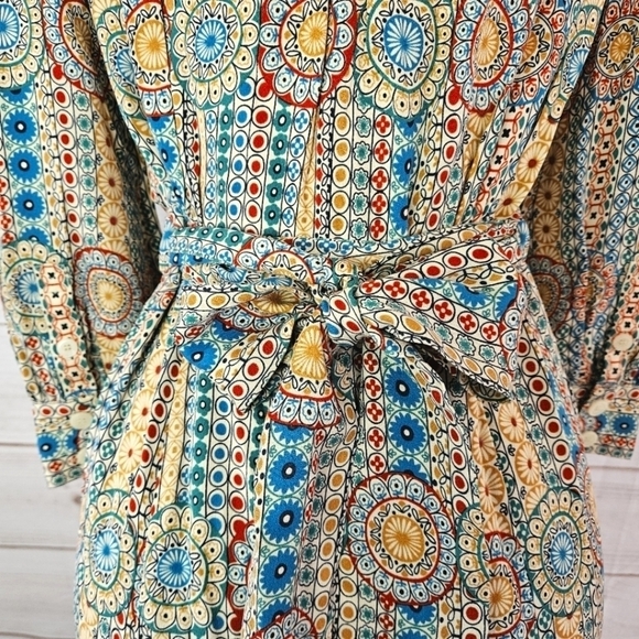 Marc Jacobs Floral and Paisley Print Ruffle Silk Dress in Cream and Green Size 6 - Picture 6 of 14